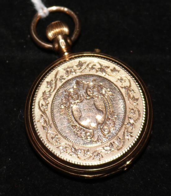 A Swiss 18ct gold hunter fob watch